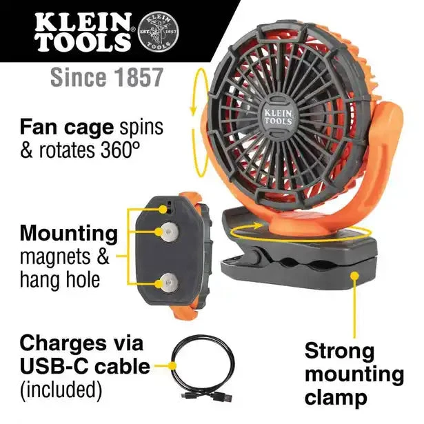 KLEIN 229MM RECHARGEABLE JOBSITE FAN A-PJSFM1 2 KLEIN 229MM RECHARGEABLE JOBSITE FAN A-PJSFM1 - Image 2