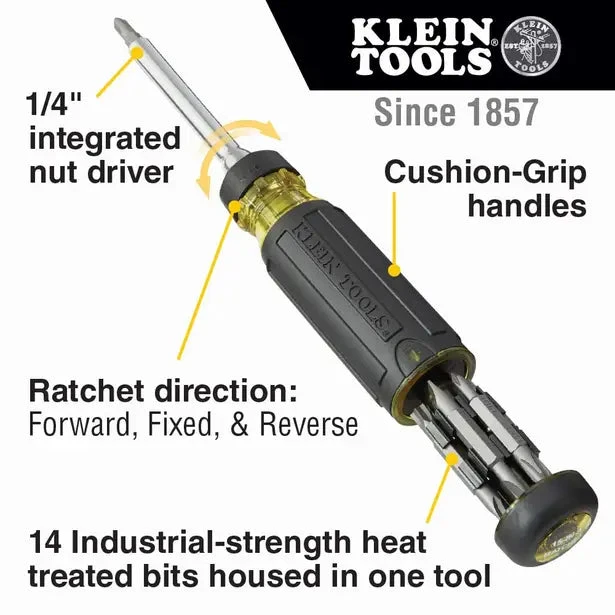 KLEIN 1/4INCH MIXED BITS SCREWDRIVER HEX RATCHET SET - 15 PIECE A-32305 4 KLEIN 1/4INCH MIXED BITS SCREWDRIVER HEX RATCHET SET - 15 PIECE A-32305 - Image 4