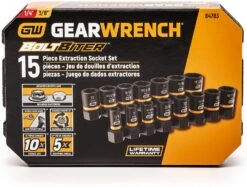 GEARWRENCH 84783 15 Piece 1/4″ & 3/8″ Drive BOLT BITER™ Impact Extraction Socket Set 5 GEARWRENCH 84783 15 Piece 1/4″ & 3/8″ Drive BOLT BITER™ Impact Extraction Socket Set -Tool Works Store 84783 B