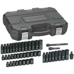 GEARWRENCH 84916N 44 Piece 3/8″ Drive 6 Point Standard/Deep Impact Socket Set METRIC/SAE