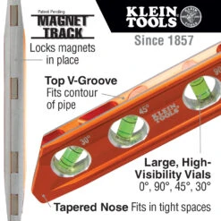 Klein Tools A-935RB Torpedo Billet Spirit Level, Rare Earth Magnet 4 Vial -Tool Works Store A 935RB 11