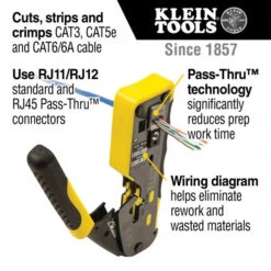 Klein Tools A-VDV226-110 Ratcheting Cable Crimper / Stripper / Cutter For Pass-Thru™ -Tool Works Store VDV226 110 11 600x600 1