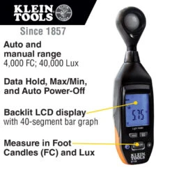 KLEIN Tools A-ET130 Digital Light Meter -Tool Works Store et130 callout1 768x768 1