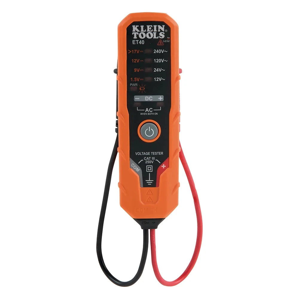 KLEIN Tools A-ET40 Digital AC/DC Voltage Tester 12 To 240V AC, 1.5 To 24V DC 1 KLEIN Tools A-ET40 Digital AC/DC Voltage Tester 12 To 240V AC, 1.5 To 24V DC