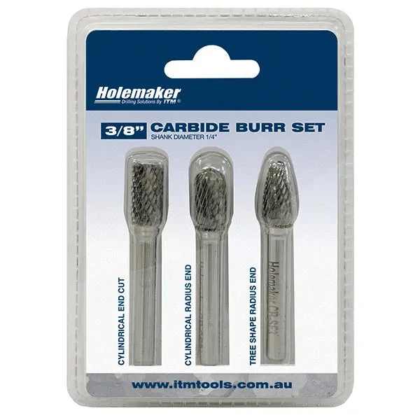 HOLEMAKER CARBIDE BURR SET, BLISTER PACK, 3PCE SB3, SC3, SF3, 2 HOLEMAKER CARBIDE BURR SET, BLISTER PACK, 3PCE SB3, SC3, SF3, - Image 2