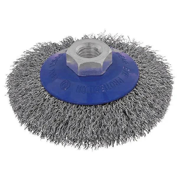 ITM CRIMP WIRE BEVEL BRUSH STEEL 100MM, MULTI THREAD 1 ITM CRIMP WIRE BEVEL BRUSH STEEL 100MM, MULTI THREAD