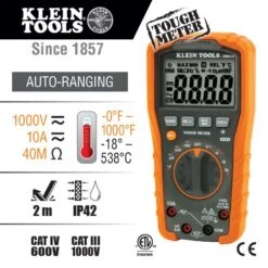 KLEIN Tools A-MM600 Digital Multimeter, Auto-Ranging, 1000V -Tool Works Store mm600 callout 768x768 1
