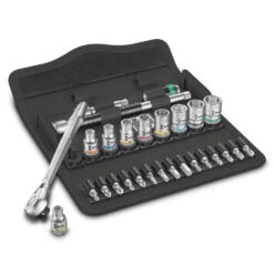 WERA 8100 SA 8 Zyklop Metal Ratchet Set W/ Switch Lever 1/4" Drive Metric - 28 Piece WER004018 -Tool Works Store yklop metal ratchet set w switch lever 14 drive metric 28 pieces 5004018001 hero